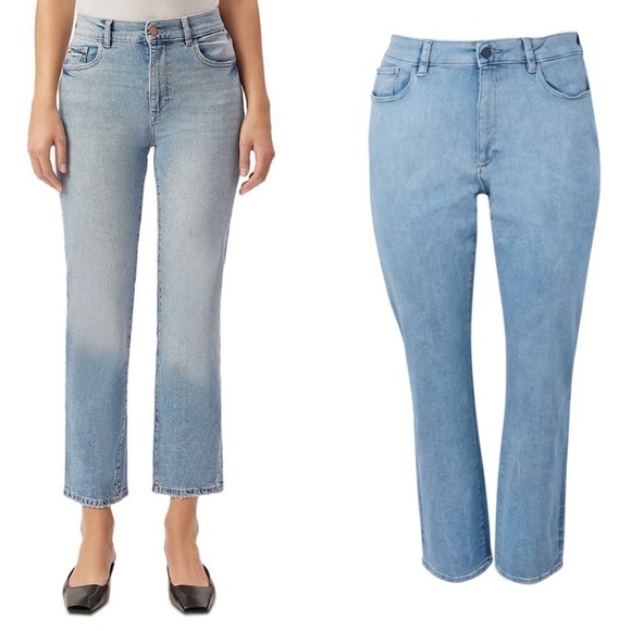 DL1961 Patti Straight High Rise Vintage Jeans Plus Size 18W Droplet Light Wash - Picture 1 of 11